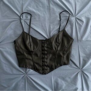 Black Faux Leather Corset Top